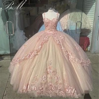 luxury princess pink quinceanera dresses lace applique sweet 16 ball gown prom dress party tulle vestidos de 15 anos