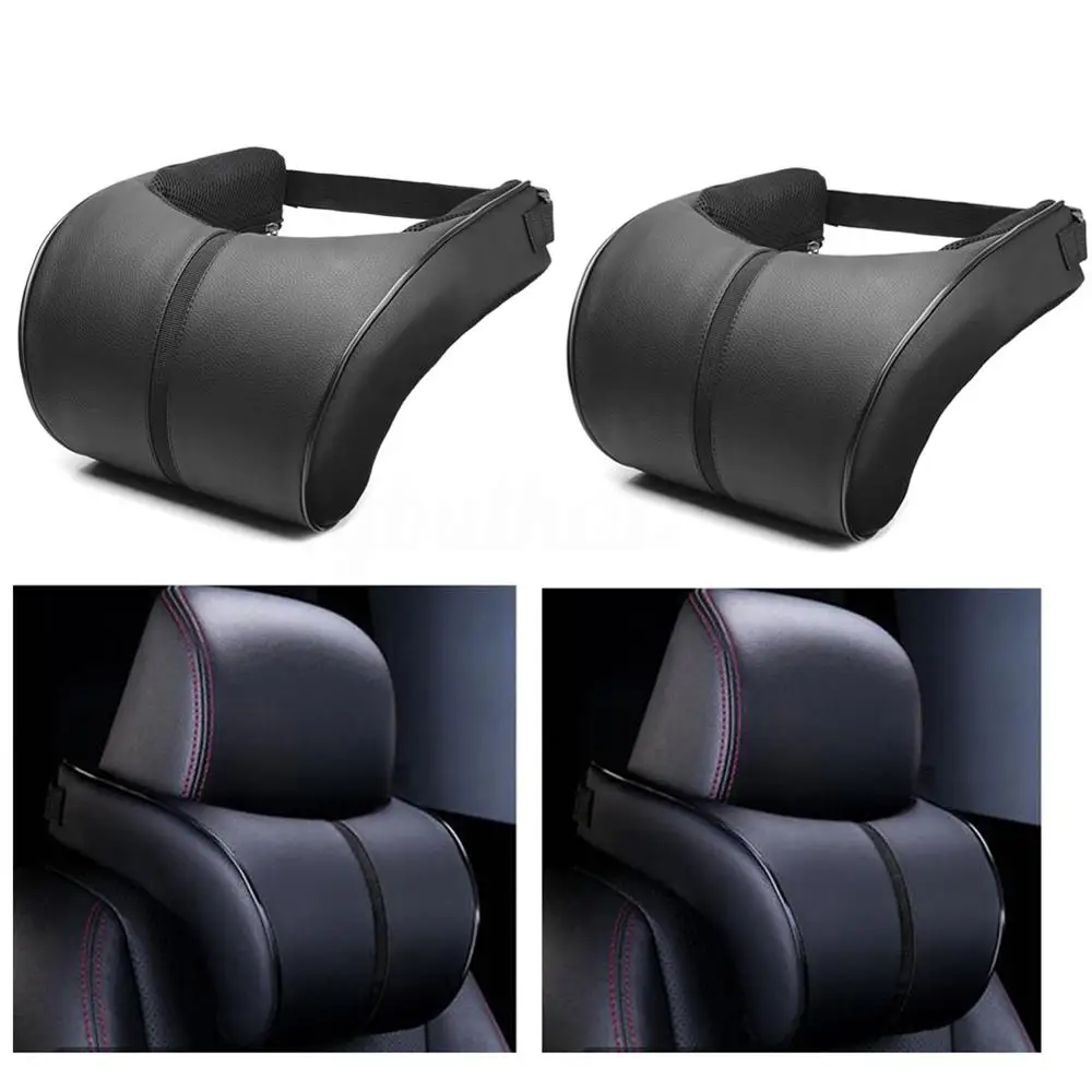 

Car Neck Pillows Pu Leather Head Support Protector Memory Foam Single Headrest Universal Neck Head Rest Fit For Most Cars CSV