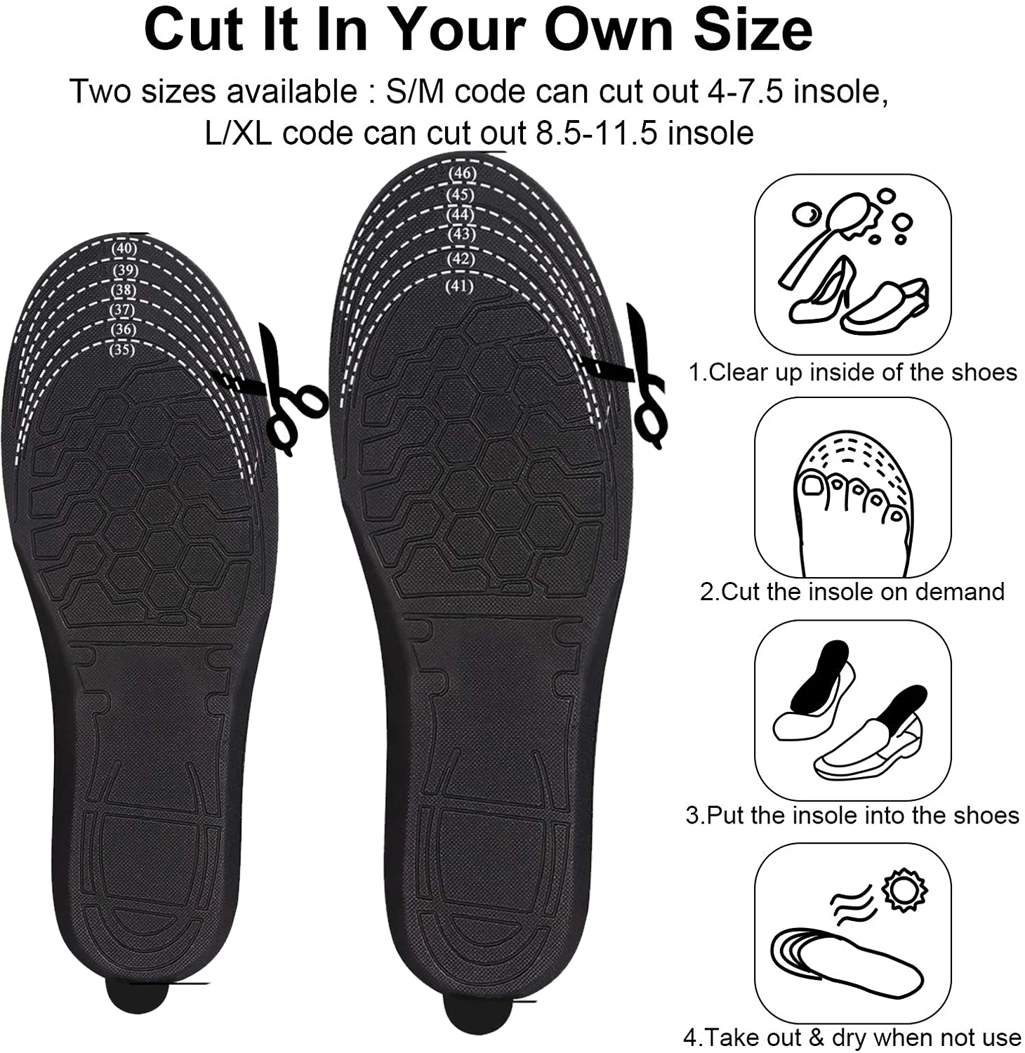 Hot Sale Heated Insoles with Remote Control Winter Skiing Warmer Shoes Insert Pads 2000mAh Electric Heating Man Women Feet Pad