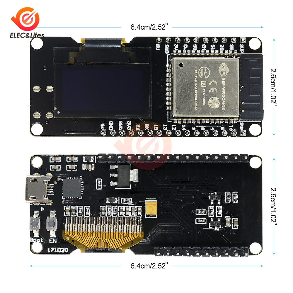 0 96 'Ɔ дюймов OLED дисплей CP2102 ESP32 ESP 32 WROOM WiFi Bluetooth макетная плата модуль для Wemos D1 2 4