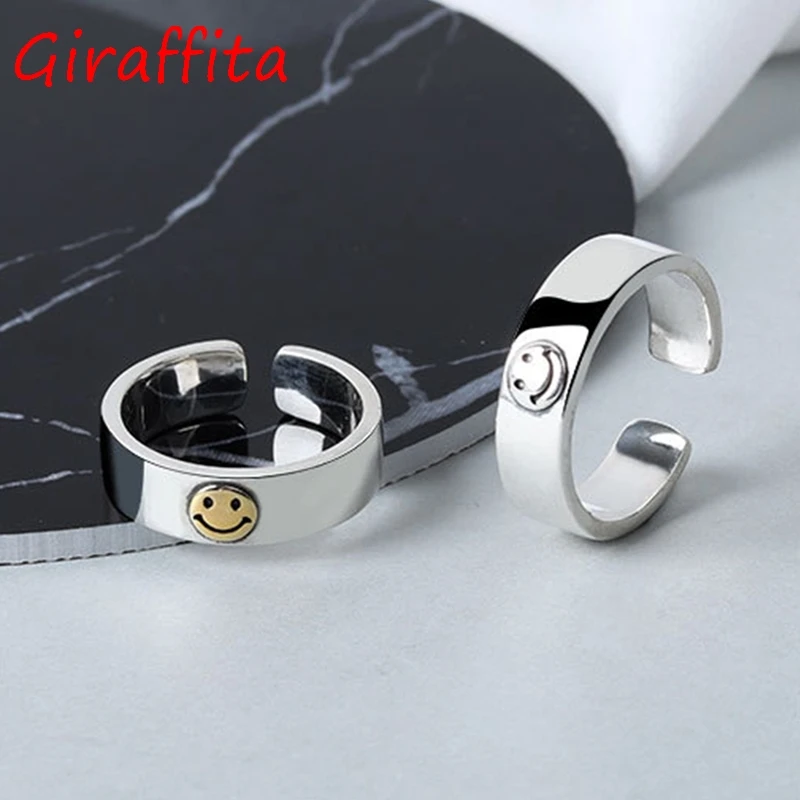 

Ретро футболки с рисунками милого смайлика женский любимой Регулировка размера Открытие Кольца Открытое кольцо серебро Цвет кольцо для Дл...