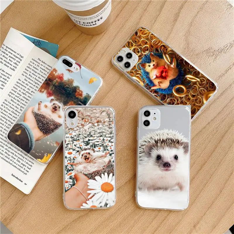 

Hedgehog cute animal Phone Case Transparent soft For iphone 12 11 13 7 8 6 s plus x xs xr pro max mini