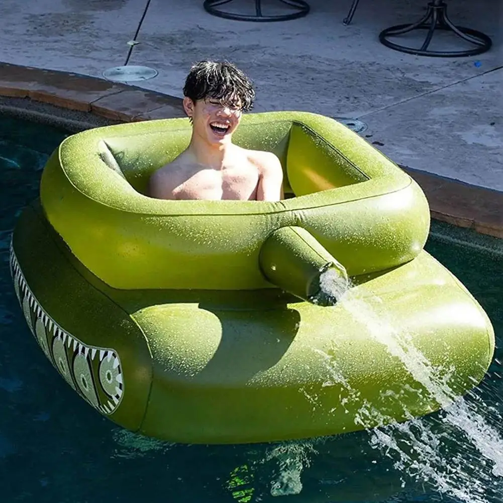 Anillo de nataci&oacute;n inflable Tanque De Agua pistola pulverizadora, Juguetes Divertidos de agua flotante de verano para adultos y ni&ntilde;os, juegos de agua para remar en familia-4
