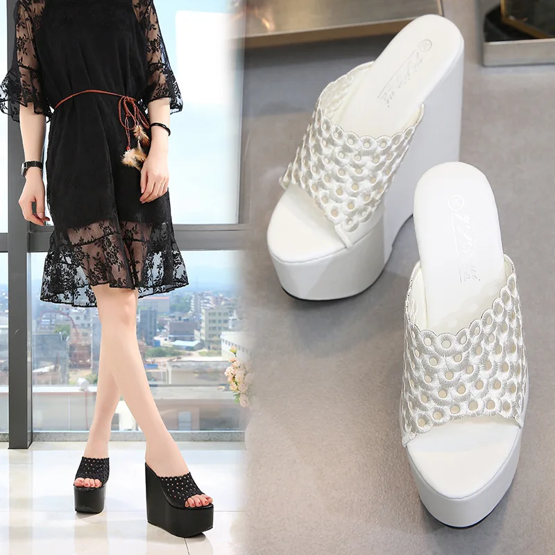 Шлепанцы COWCOM на очень высоком каблуке водонепроницаемые пикантные сандалии