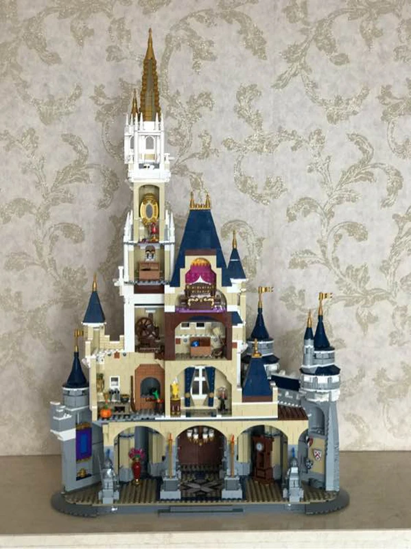 Disneys Принцесса замок совместим с lEGOED 71040 16008 строительные блоки кирпичи