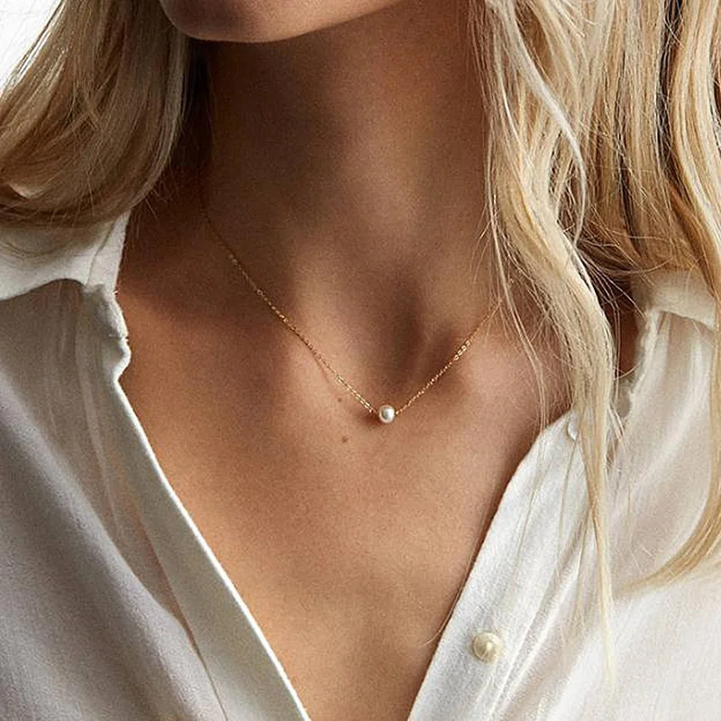 

Imitation Pearl Invisible Transparent Thin Line Simple Choker Necklace Women Jewelry Collana Kolye Bijoux Collares Collier Femme