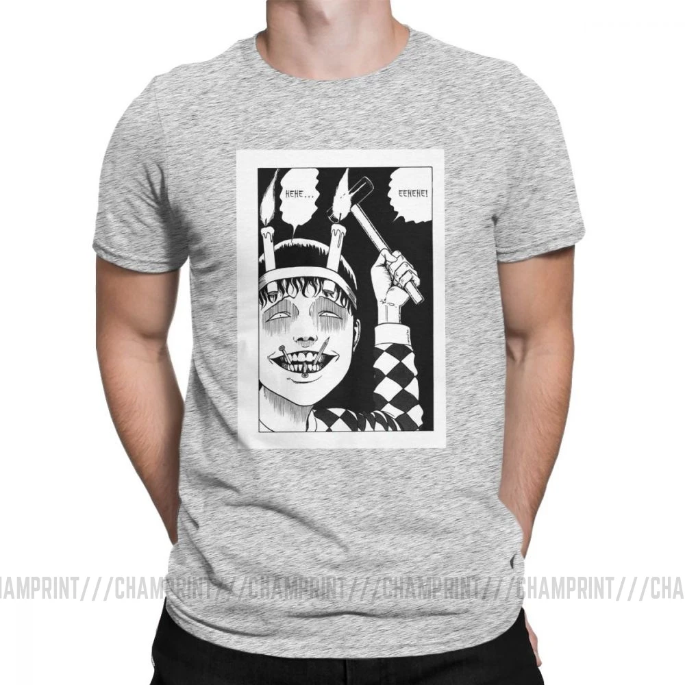 Винтажные мужские футболки Junji Ito, хлопок, футболка Tomie Japanese Kago Manga Horror Harajuku, футболки с коротким рукавом, Подарочная одежда - Цвет: Серый