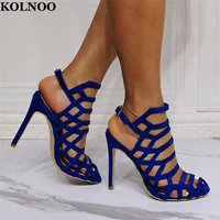 kolnoo new 2022 handmade womens high heels sandals slingback cut out sexy evening party prom large size 35 47 fashion shoes