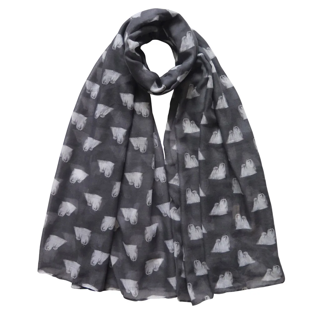 Мальтийская болонка с принтом щенка женский Шарф Шаль Обертывание мягкий легкий для всех сезонов