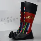 Монгольские ботинки для верховой езды, кожаная обувь для мужчин, этнические монгольские бойцы, уникальная боевая обувь для косплея для взрослых