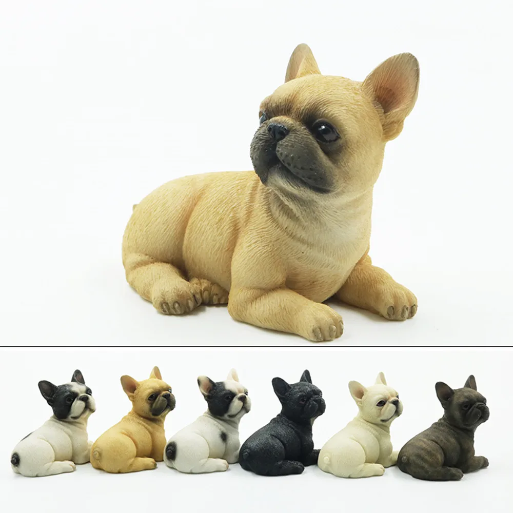 

JJM Sit and Lying French Bulldog Dog Pet Figure Animal Model Collector Toy Home Car Decoration Adult Kids Gift
