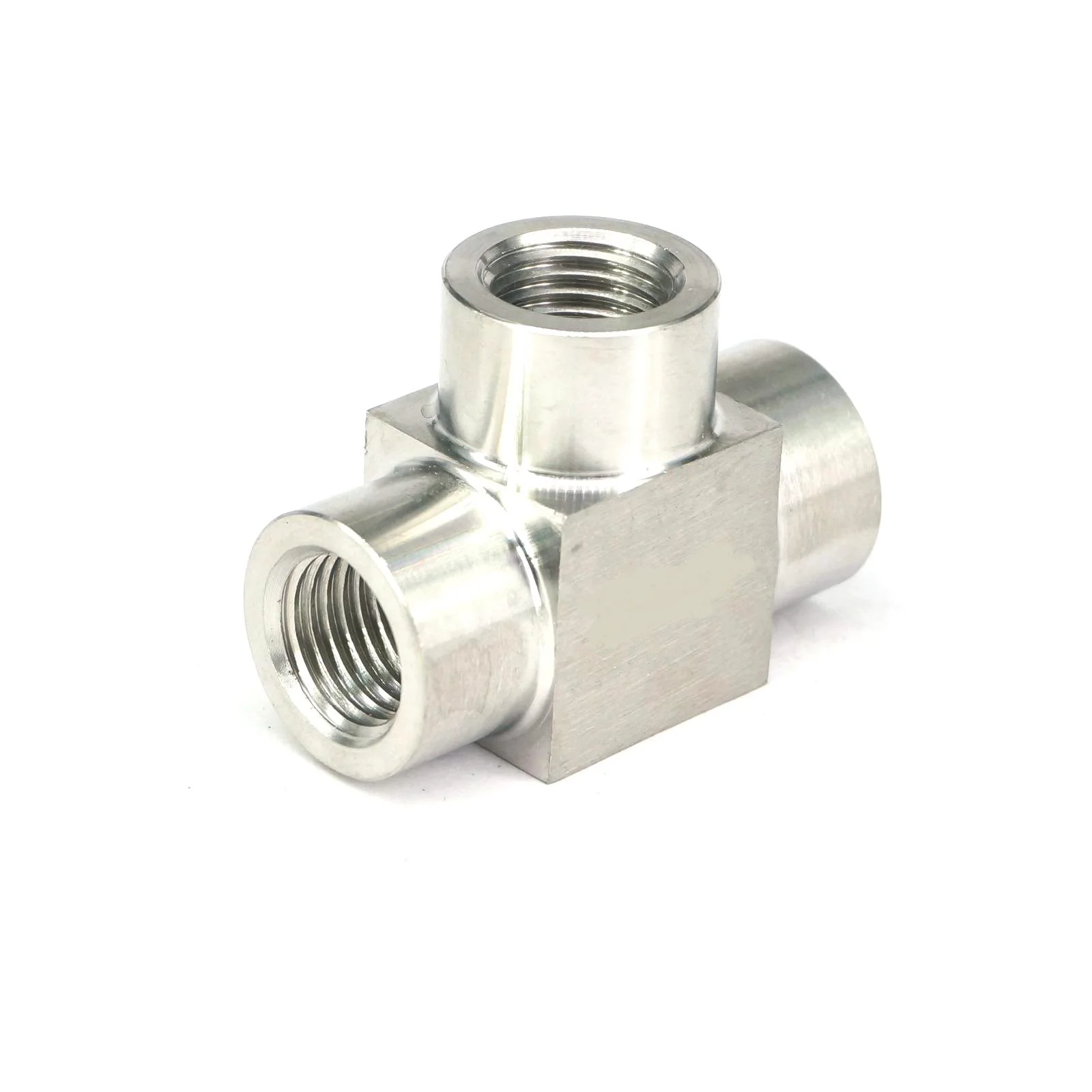 Фото 1/8" NPT Female 304 Stainless Steel Pressure 3500psi Tee 3 Way Pipe Fitting Water Gas Oil | Fittings