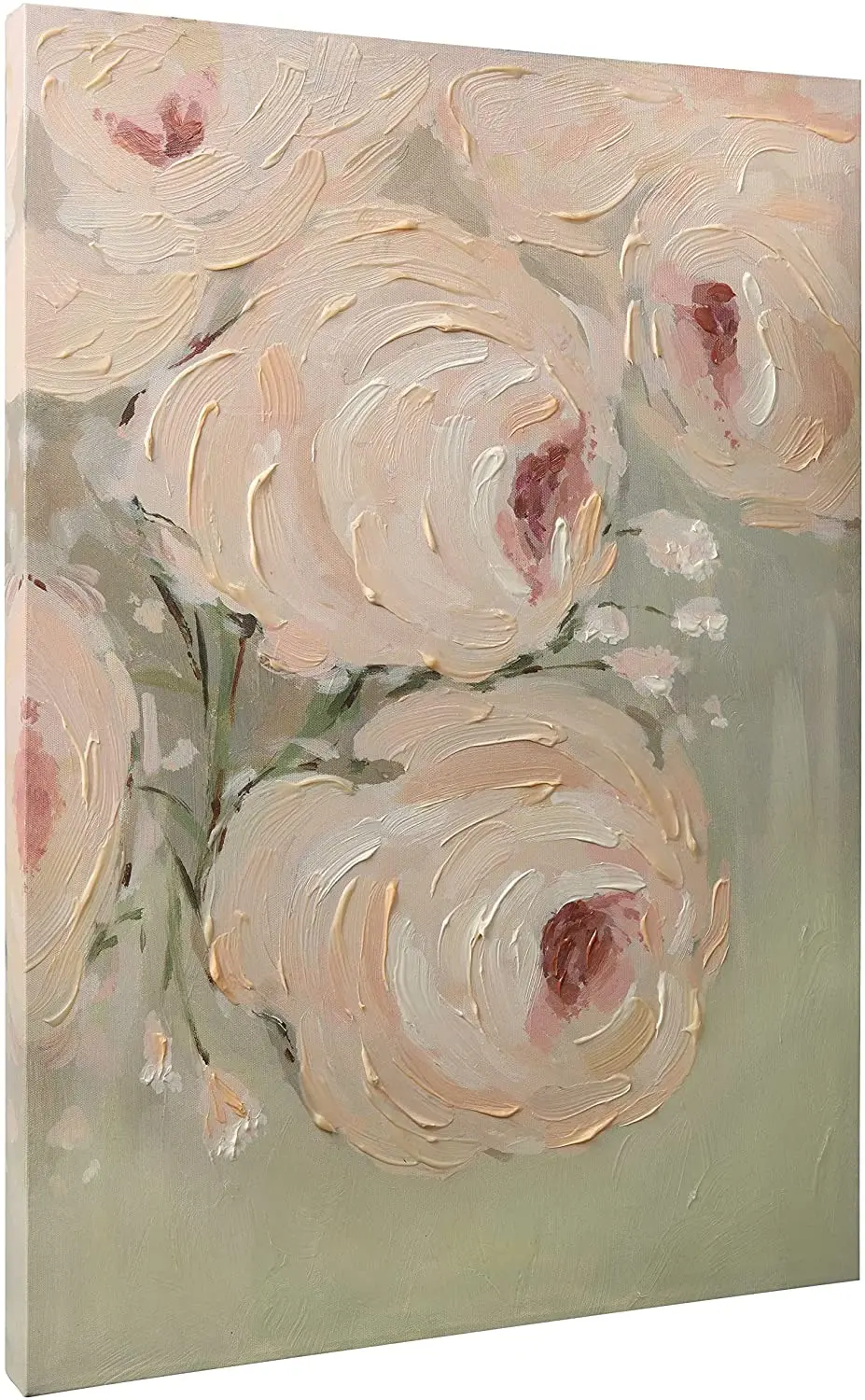 

Pink Flower 3D Hand-Painted Wall Art Floral Artwork with Textured Oil Paintings on Canvas For Living Room Home Decor No Framed