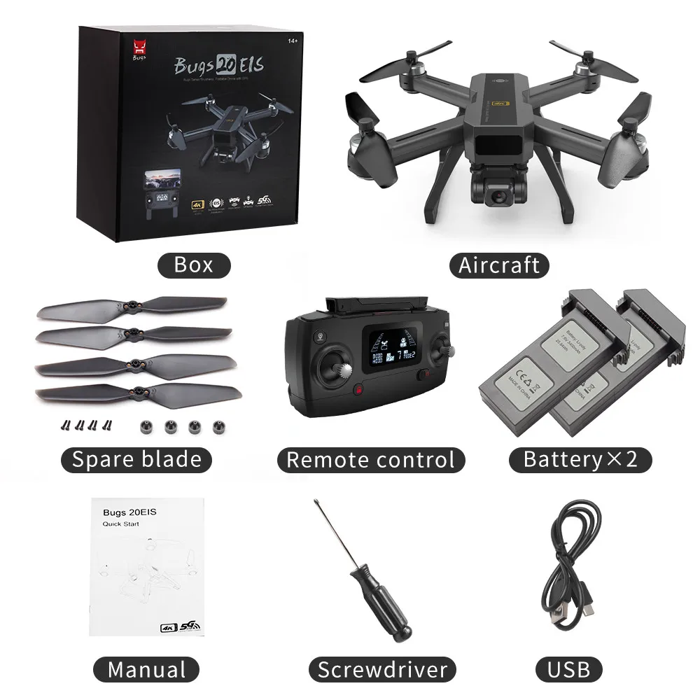 MJX Bugs 20 / B20 EIS RC Квадрокоптер Дрон 4K 5G FPV HD камера фиксированная высота мини