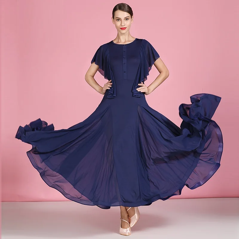 Платье для бальных танцев платье вальса длинное с листьями фламенко и лотоса