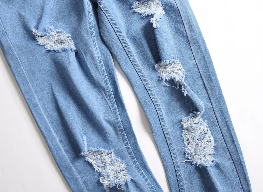 

2020 Men's Jeans New Hole Slim Trousers Denim Elastic Skinny Cotton Male Male Pencil Pants Mens Jeans Men Jeans Pants Slim Fit