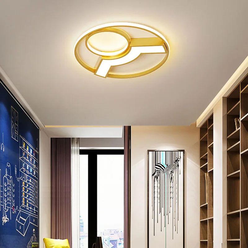 

Minimalist Gold Luster LED Bedroom Ceiling Lamp for Dining Study Room Kitchen Bathroom Hall Aisle Indoor Light Fixture Home Deco