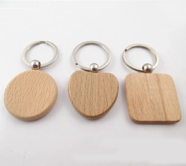 Новый пустой круглый прямоугольный деревянный брелок DIY продвижение кулон для