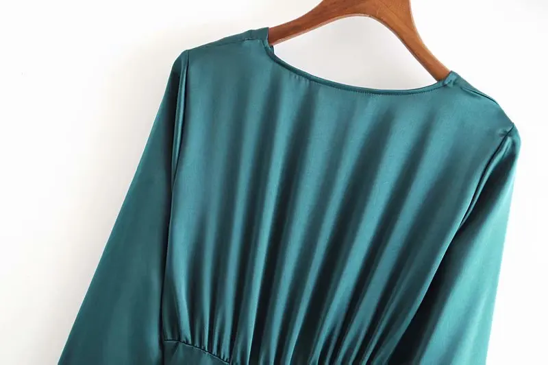 Vintage Stylish Soft Touch Solid Midi Dress Women Fashion V Neck Long Sleeve Party Cozy Dresses Sexy Vestidos Mujer