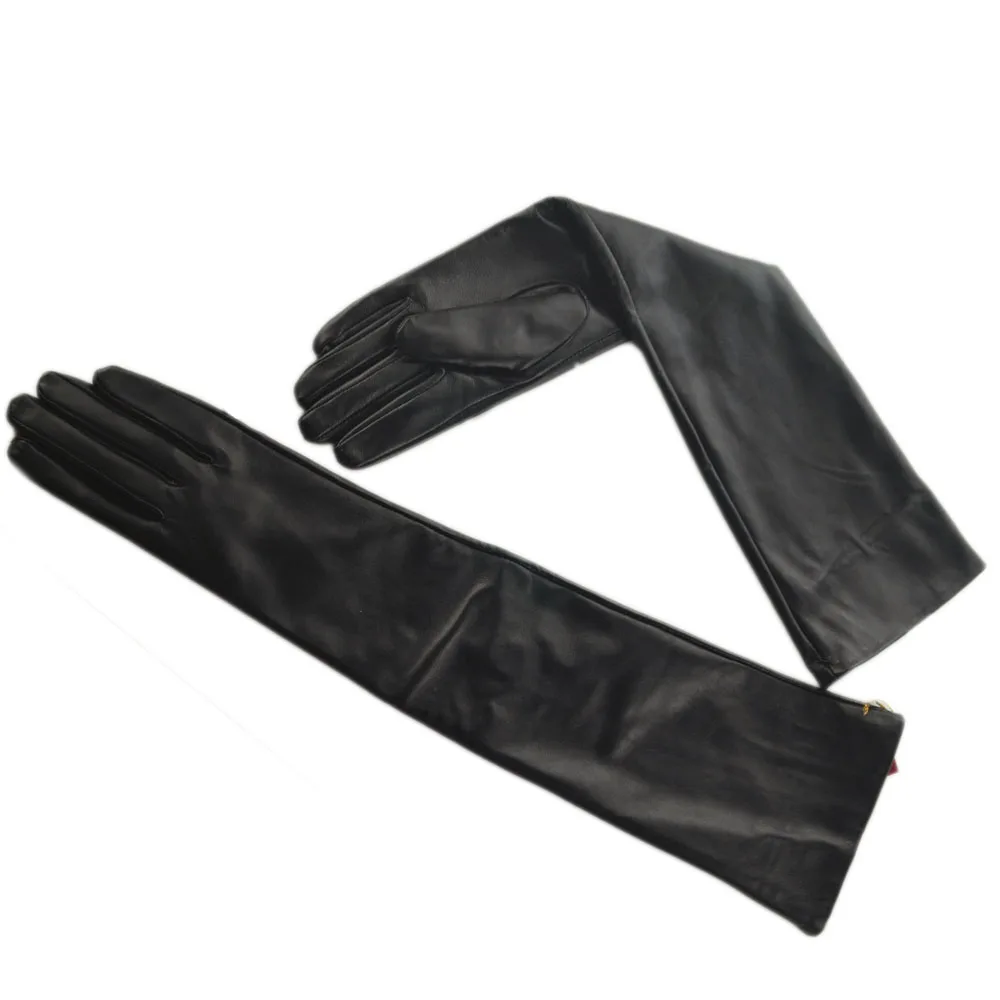 Женские вечерние длинные перчатки из натуральной овечьей кожи длина 50 см (19 7