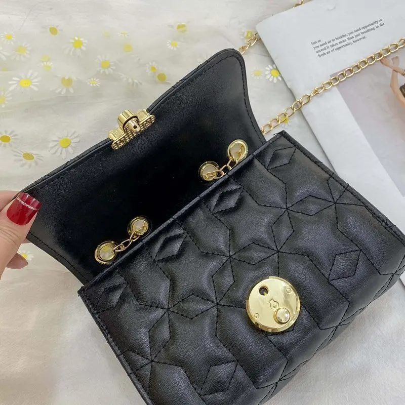 

Fashion Chain Shoulder Bags for Women Star Metal Decorat Mini PU Leather Square Bag Shoulder Messenger Lock Bags Sac Luxe Bolsa