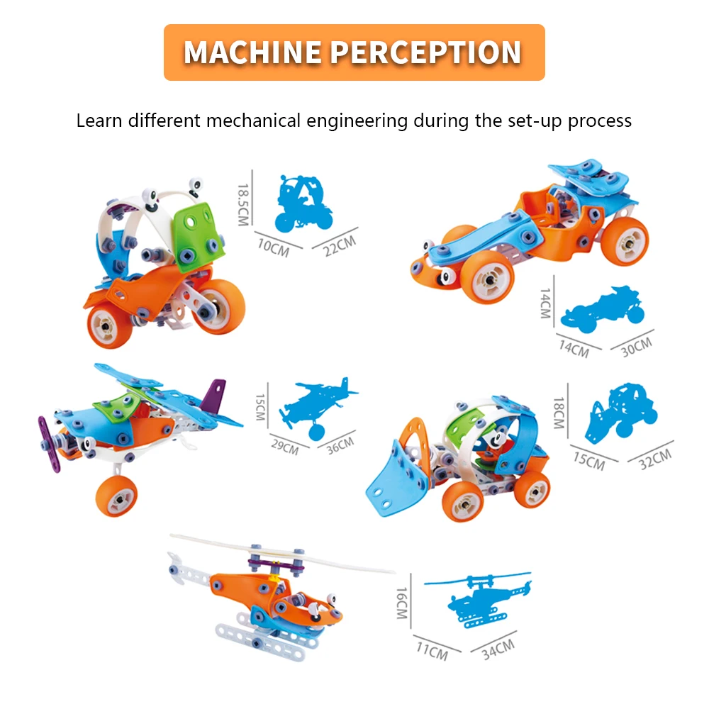 

Radodo 132PCS 5 in 1 Construction Engineering Educational Toys Airplane Car STEM Building Toys For Kids Children Gift
