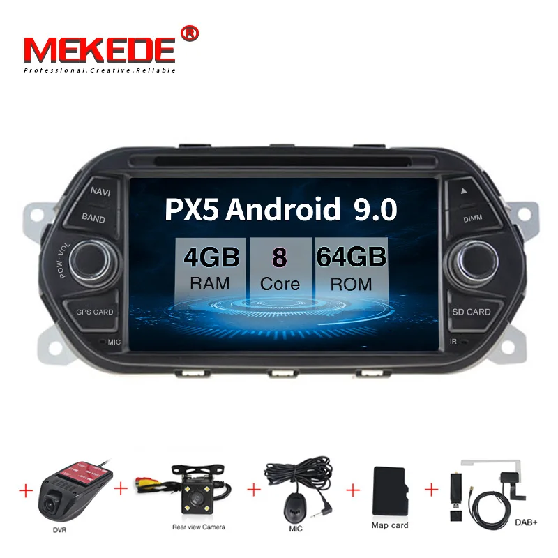 Android 9,0 автомобильный стерео gps для Fiat Tipo Egea Dodge Neon Радио DVD WiFi Аудио Видео навигация задняя камера - Цвет: 64G Camera DVR DAB