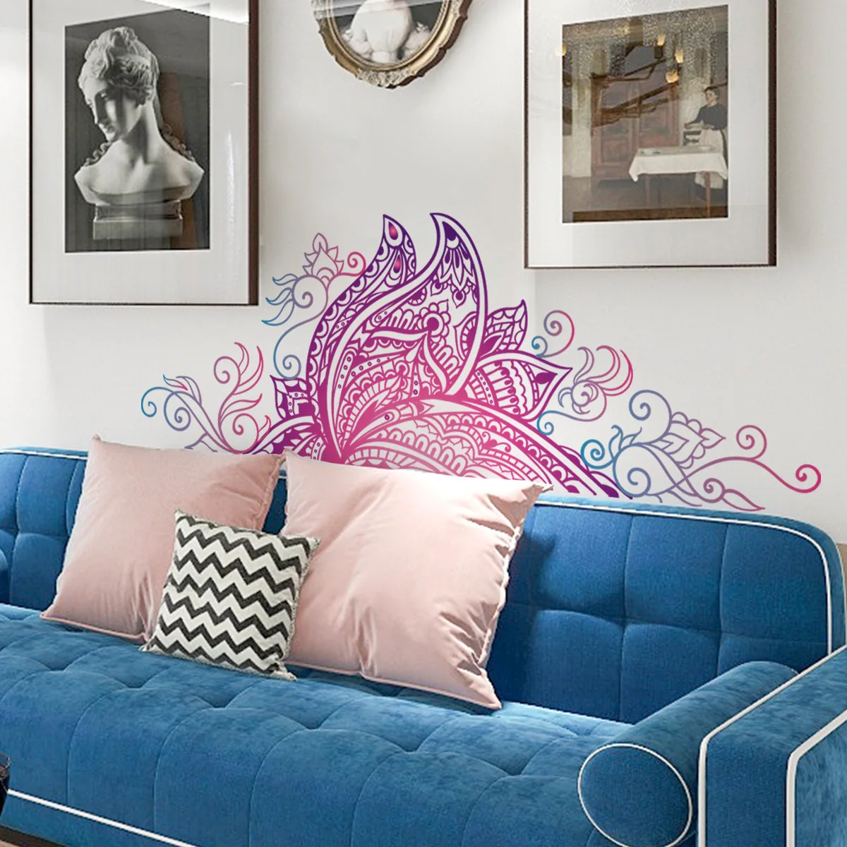 

Креативные цветные виниловые настенные наклейки с рисунком Менди лотоса, домашний декор, Йога, фотообои для спальни, гостиной