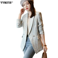 s 4xl large size suit office womens 2022 autumn and winter new professional all match lattice long sleeved ladies jacket