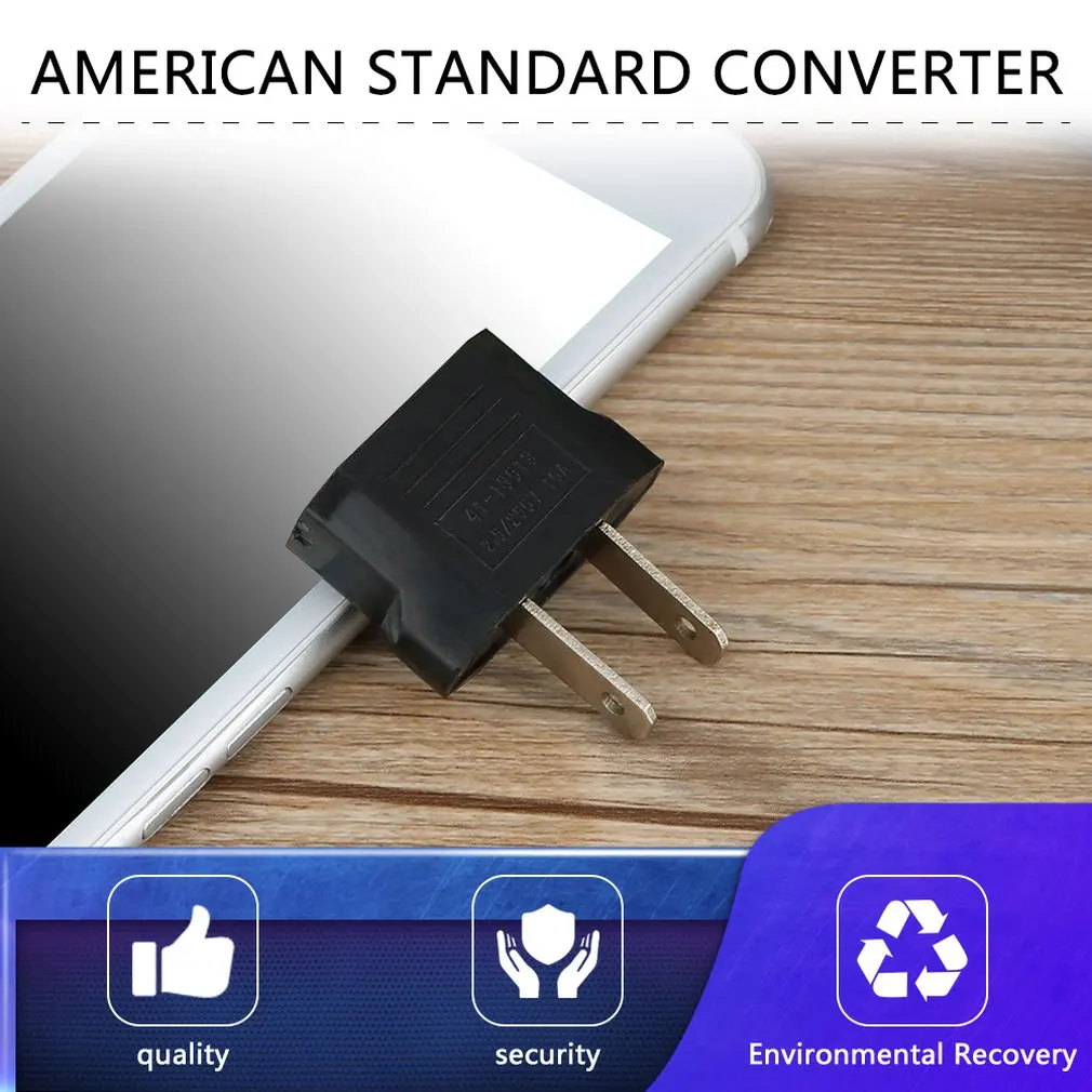 1Pcs Charger Converter Plug Adapter Black EU to US AC Power Travel 10A dropshipping | Обустройство дома