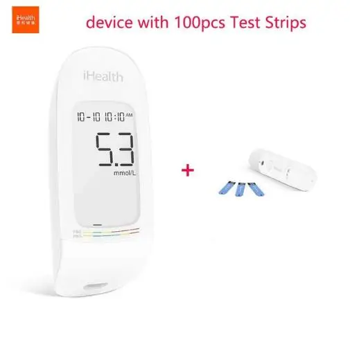 Xiaomi mijia IHealth измеритель уровня глюкозы в крови с тестовыми полосками Lancets компактный портативный 5 передач ЖК-дисплей Цифровая подсветка память для хранения - Цвет: Белый