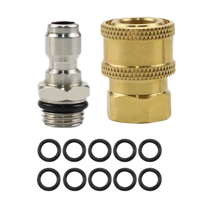

High Pressure Washer Set Quick Connector 1/4Plug Brass Thread Nozzles Supply Kit