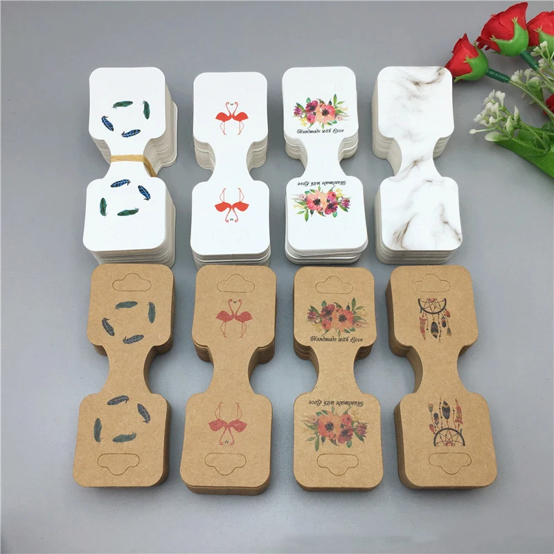 

100pcs 9x3.5cm Kraft Paper Packing for Necklace Bracelets Jewelry Display Cards Handmade Jewelry Hairband Price Tags Card Holder