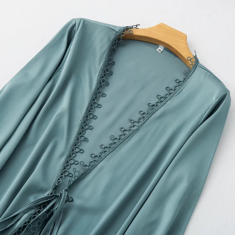 Женский пижамный комплект из 4 предметов пижама с v-образным вырезом и длинным