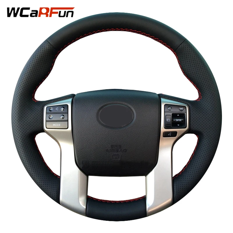 WCaRFun ручной работы черный кожаный чехол на руль для Toyota Land Cruiser Prado 2010 2014 Tundra Tacoma