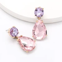 womens 5 colors matching big rhinestone lovely drop crystal earrings party jewelry temperament accessories