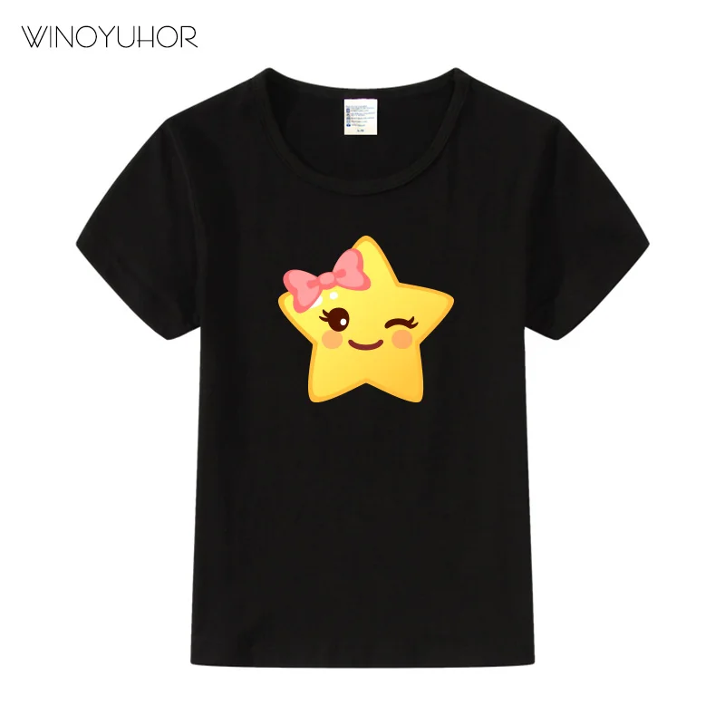 

Футболка детская с круглым вырезом, коротким рукавом и принтом звезд