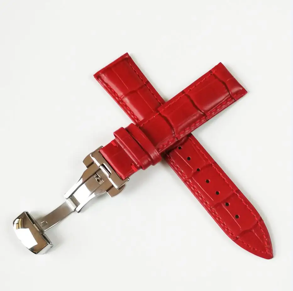 Genuine leather watchband watch belt strap womans wristwatches band blue pink red white pink buckle 12mm 14mm 16mm 18mm 20mm