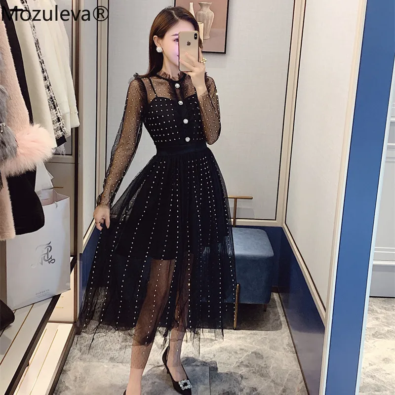 Женское Сетчатое платье Mozuleva вечерние платья знаменитостей с бисером и длинным