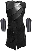 mens side laces up knight viking pirate armor long waistcoats vests long bracer costume set