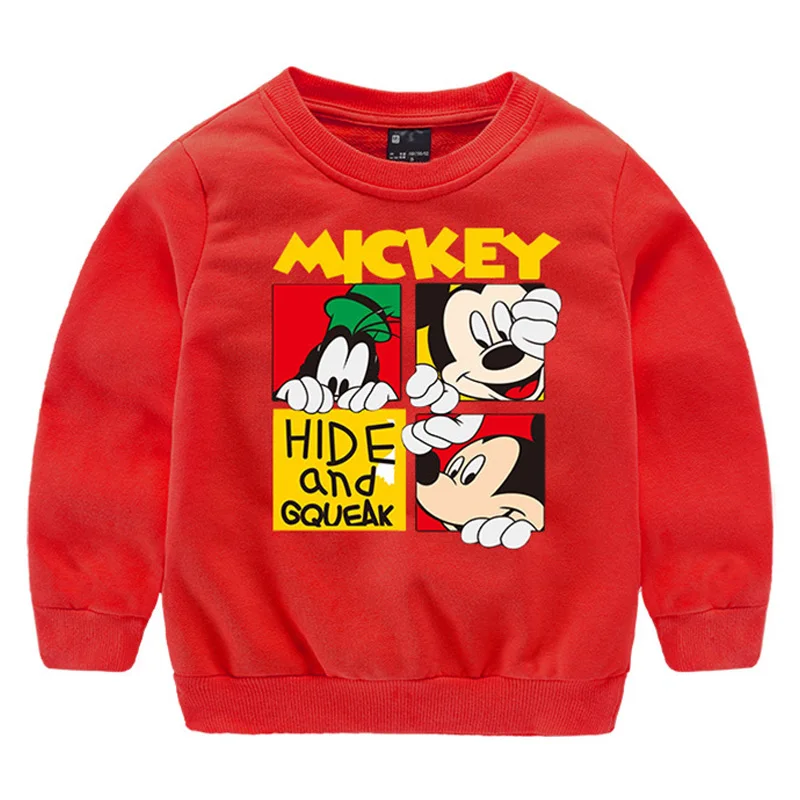 Худи для мальчиков и девочек с Микки Маусом детский пуловер мультяшным рисунком