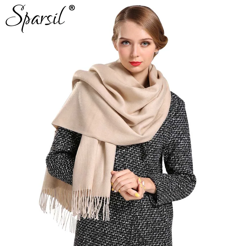 Sparsil Женский Осенний кашемировый длинный шарф с кисточками Модный женский зимний