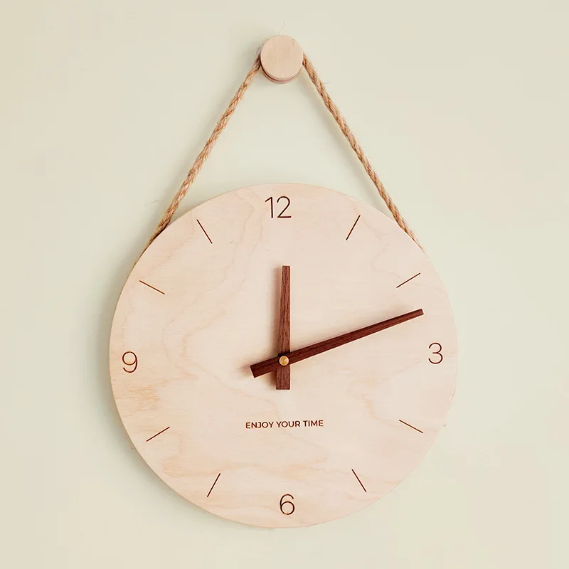 

Minimalist Round Wall Clock Living Room Large Silent Wooden Wall Clock Modern Design Reloj Pared Grande Home Decor LL50WC