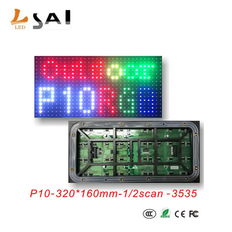 

LianSai P10 светодиодный экран панель модуль открытый 320*160 мм 32*16 пикселей 1/2 сканирования SMD3535 полноцветный P10 светодиодный дисплей Панель модул...