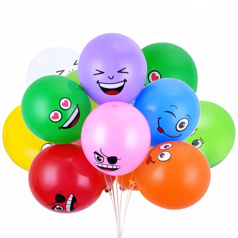 10pcs 12-inch variety of smiley face latex balloons birthday party decoration balloon expression symbol children's toys | Дом и сад