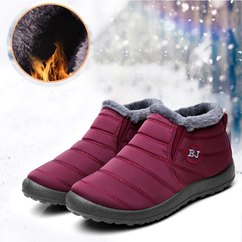 

2021 men's and women's fashion warm boots Outdoor waterproof boots Couples plus fleece warm flat shoes Lightweight casual shoes