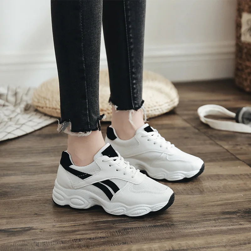 

Women Dad Shoes Chunky Sneakers Casual Vulcanize Shoes Flat Platform Causal Spring Ladies Lace Up Shoes Footwear Femme Krasovki