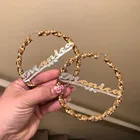 Модные серьги-кольца с именем на заказ, серьги для женщин, комплект золотых серег в форме сердца, Прямая поставка