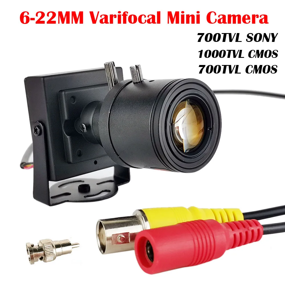 

700TVL Sony CCD Camera 6-22mm Adjustable Varifocal Lens 1000TVL 700TV CMOS CCTV Security Box Mini Cam+RCA Adapter Car Overtaking