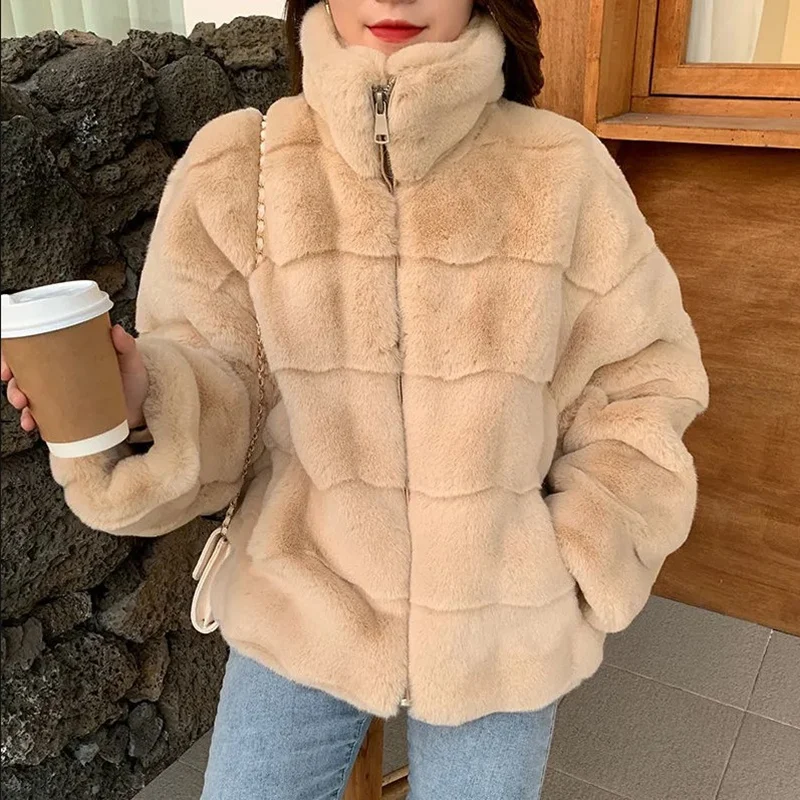 

Upgraded version of high-quality women's coats, new fashion winter warm loose jacket coats, imitation fur women's jacket coats